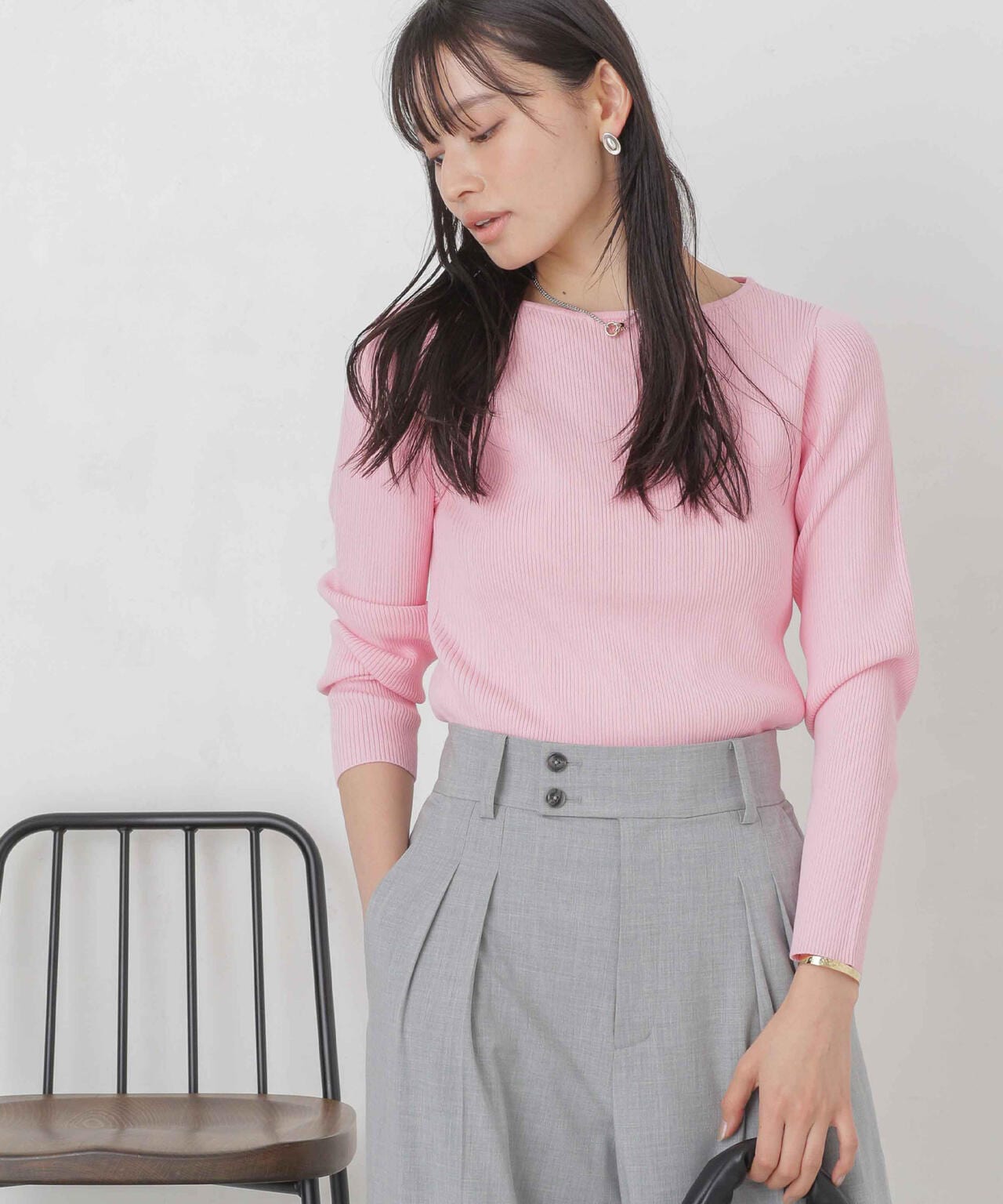 ハイツイストボートネックリブニット 6694122311