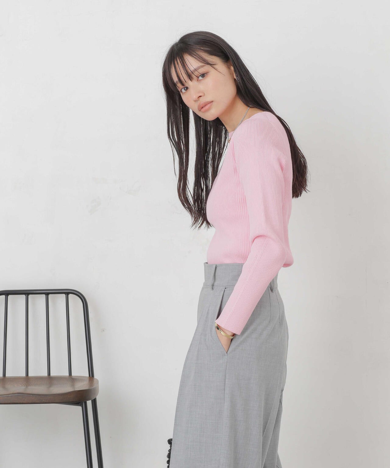 ハイツイストボートネックリブニット 6694122311