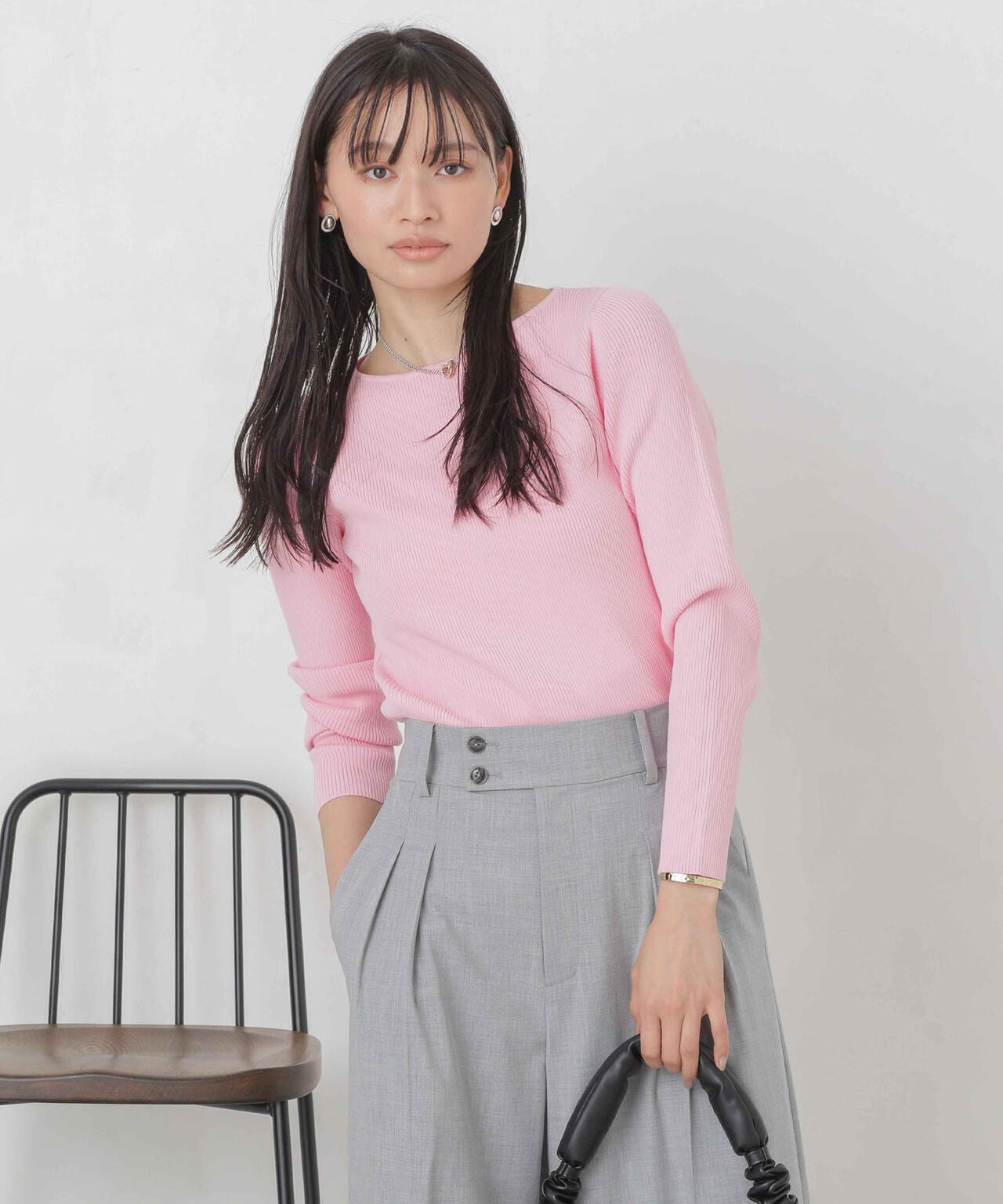 ハイツイストボートネックリブニット 6694122311