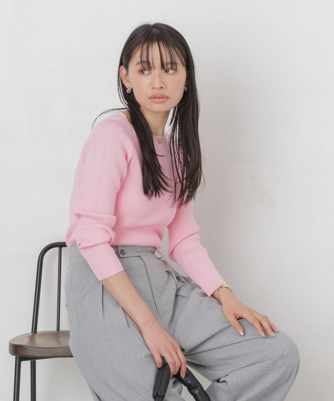 ハイツイストボートネックリブニット 6694122311