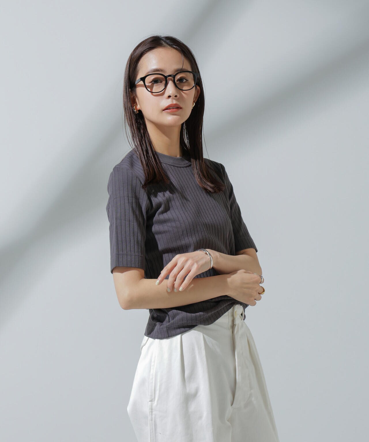 Anti Soaked(R) 汗染み防止 クルーネックリブTシャツ 6694124306
