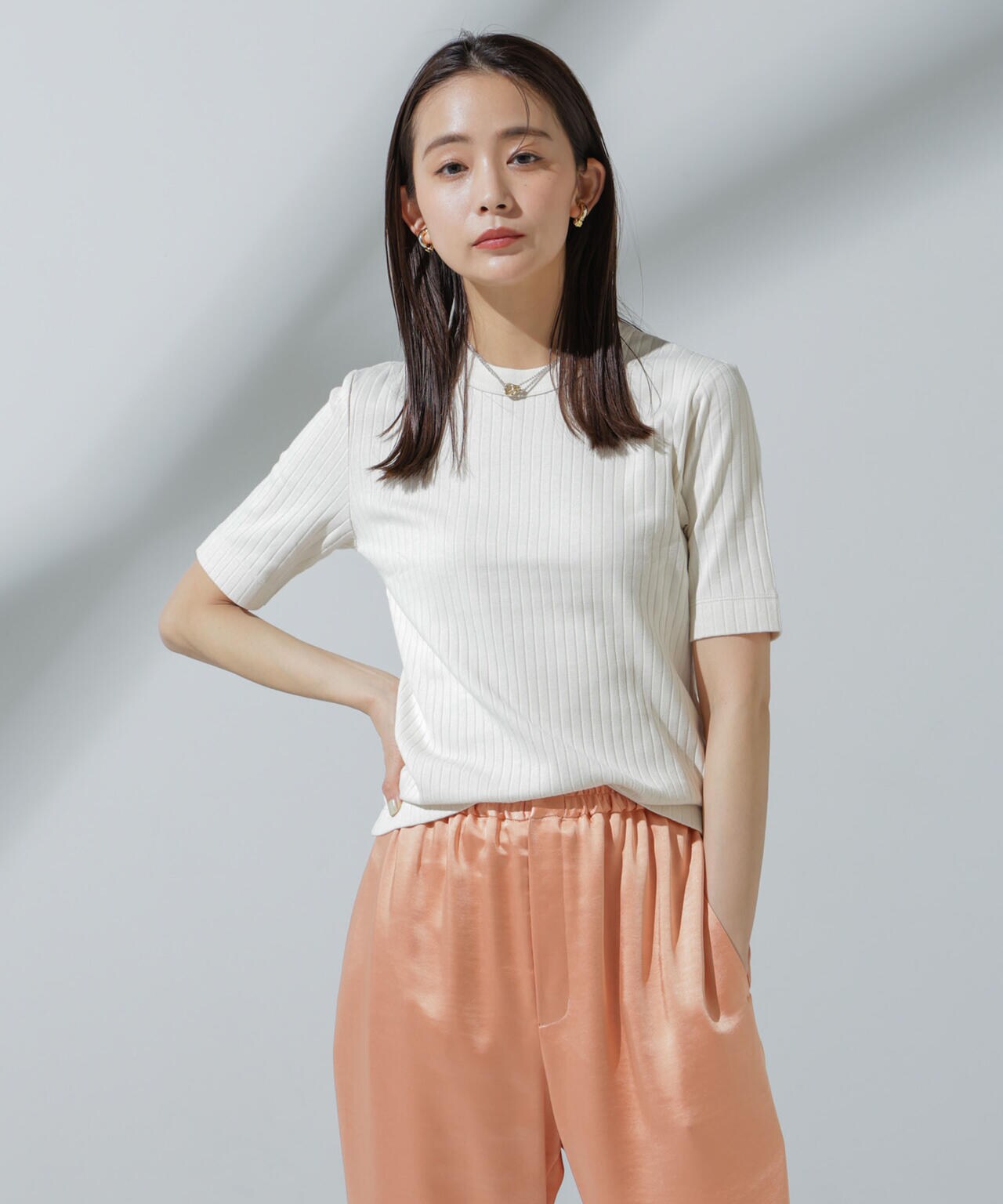 Anti Soaked(R) 汗染み防止 クルーネックリブTシャツ 6694124306