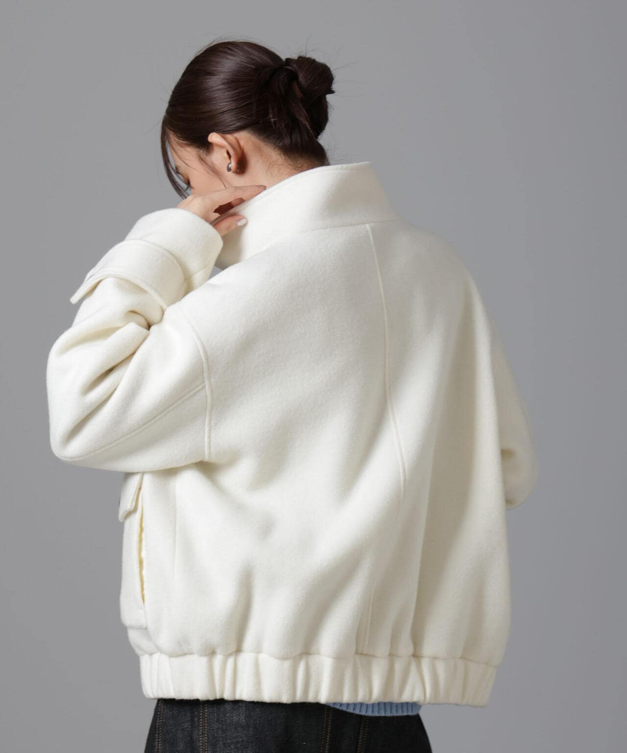 PECOLAMB ウール カシミヤ スタンドカラー ジップブルゾン