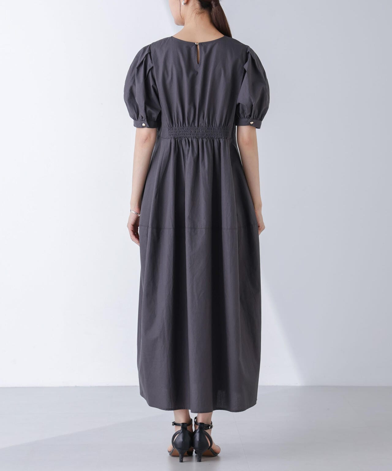 リネンブレンドコクーン切り替えワンピース 6694219311