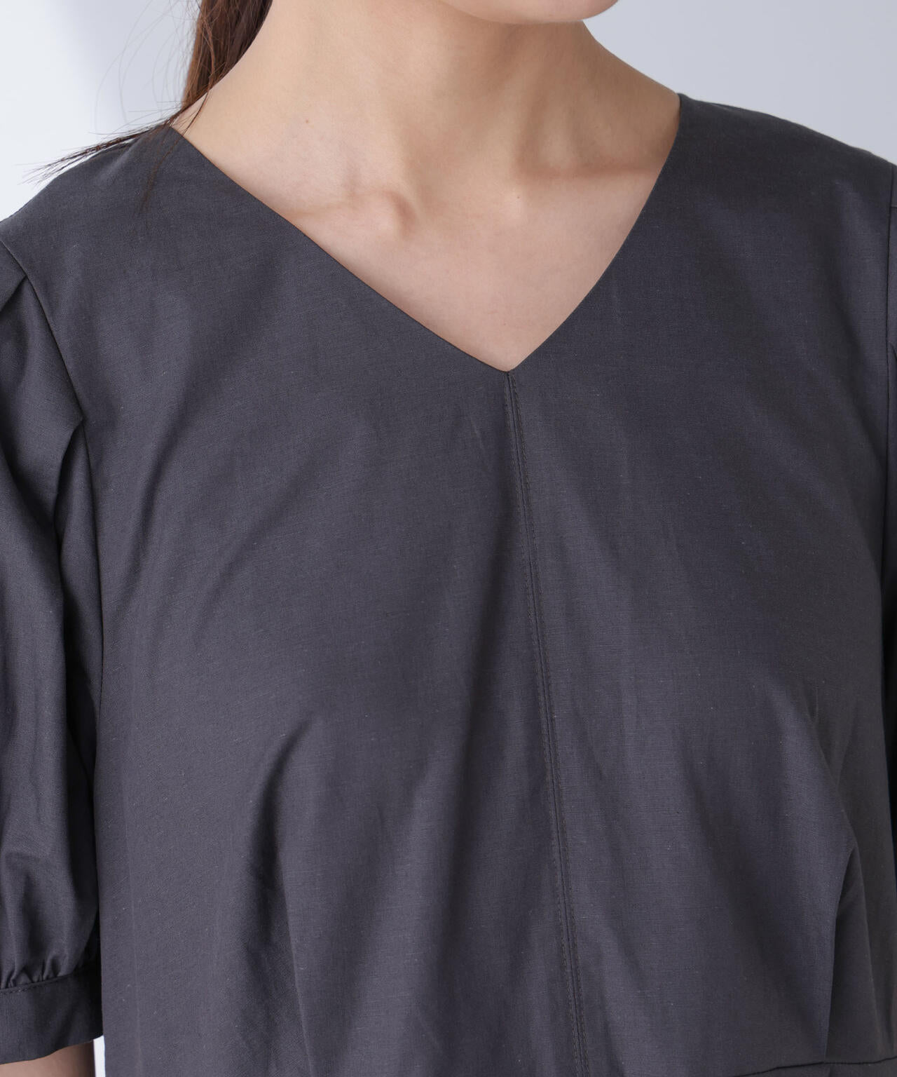 リネンブレンドコクーン切り替えワンピース 6694219311