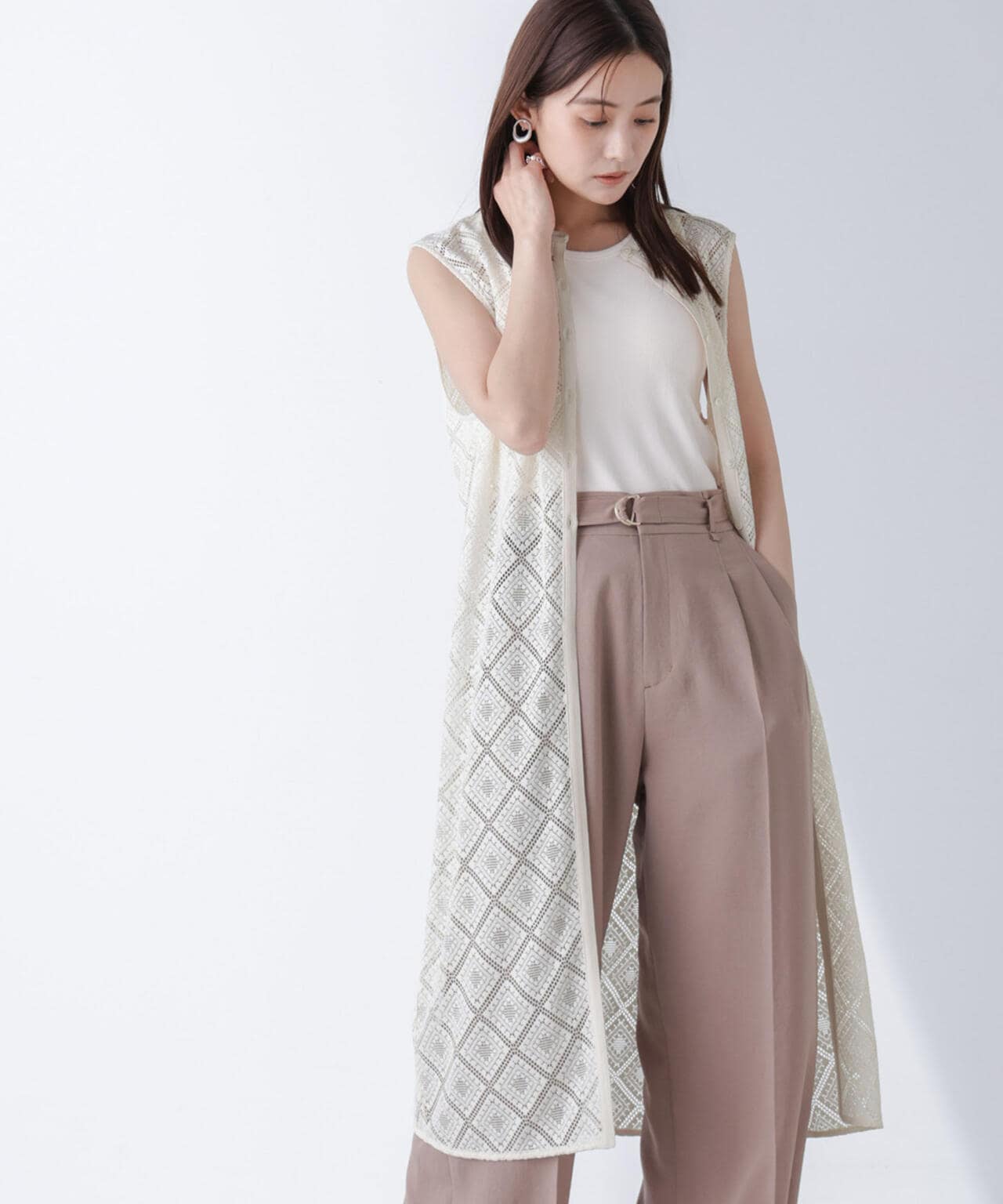 レース ロングジレ × サロペット セット