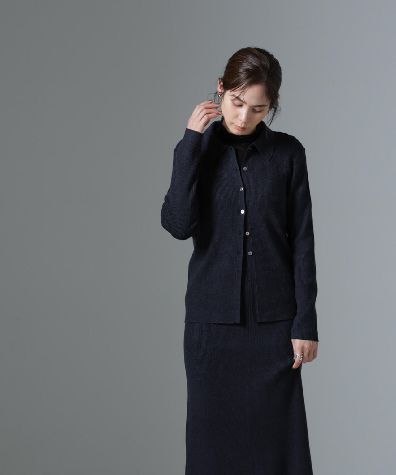 ニットキャミワンピース+ニットポロカーディガンSET 6694219340