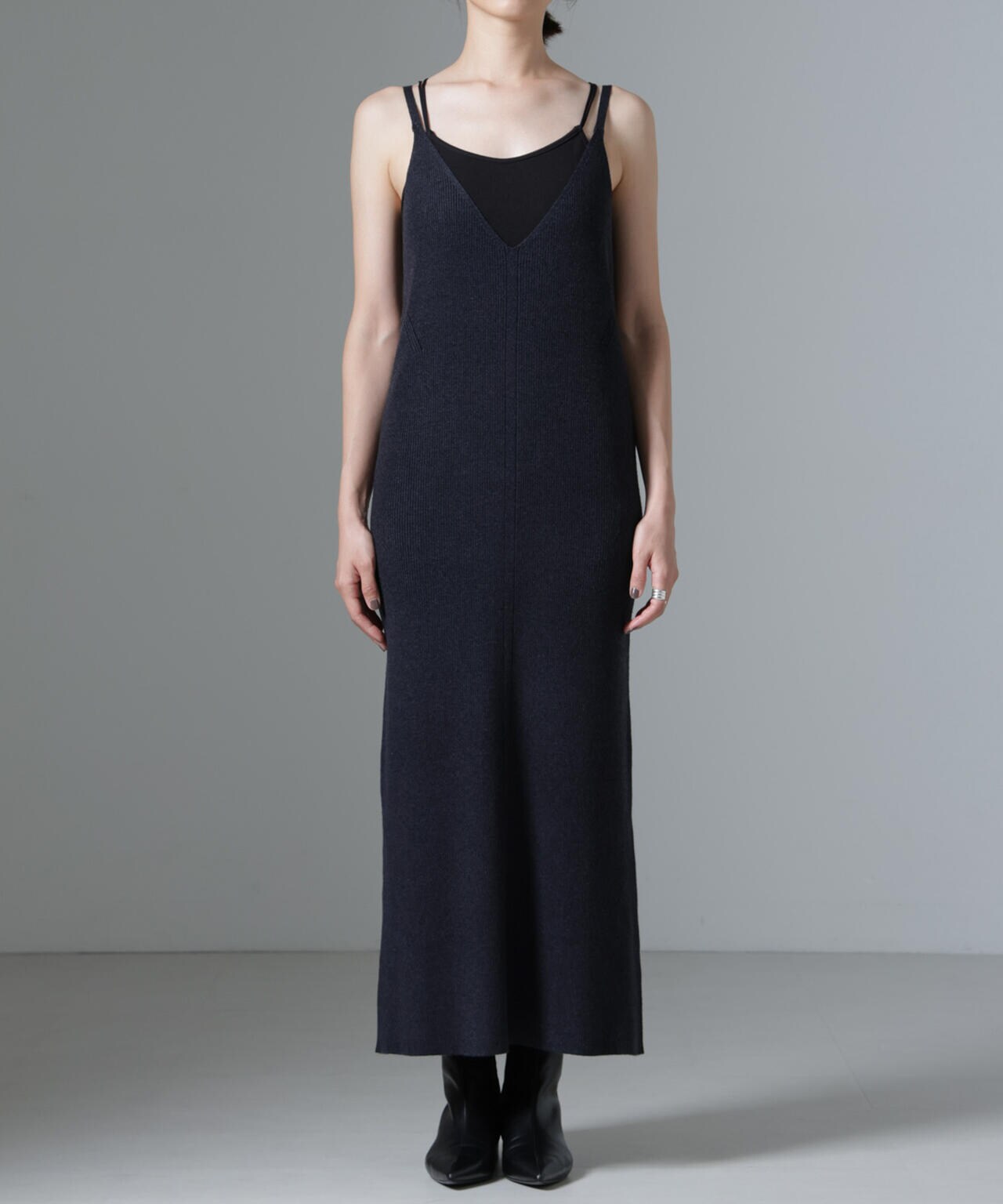 ニットキャミワンピース+ニットポロカーディガンSET 6694219340