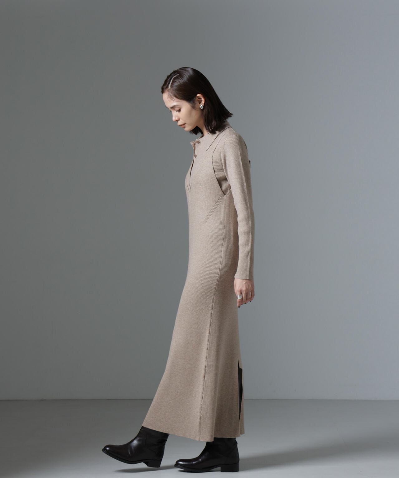 ニットキャミワンピース+ニットポロカーディガンSET 6694219340