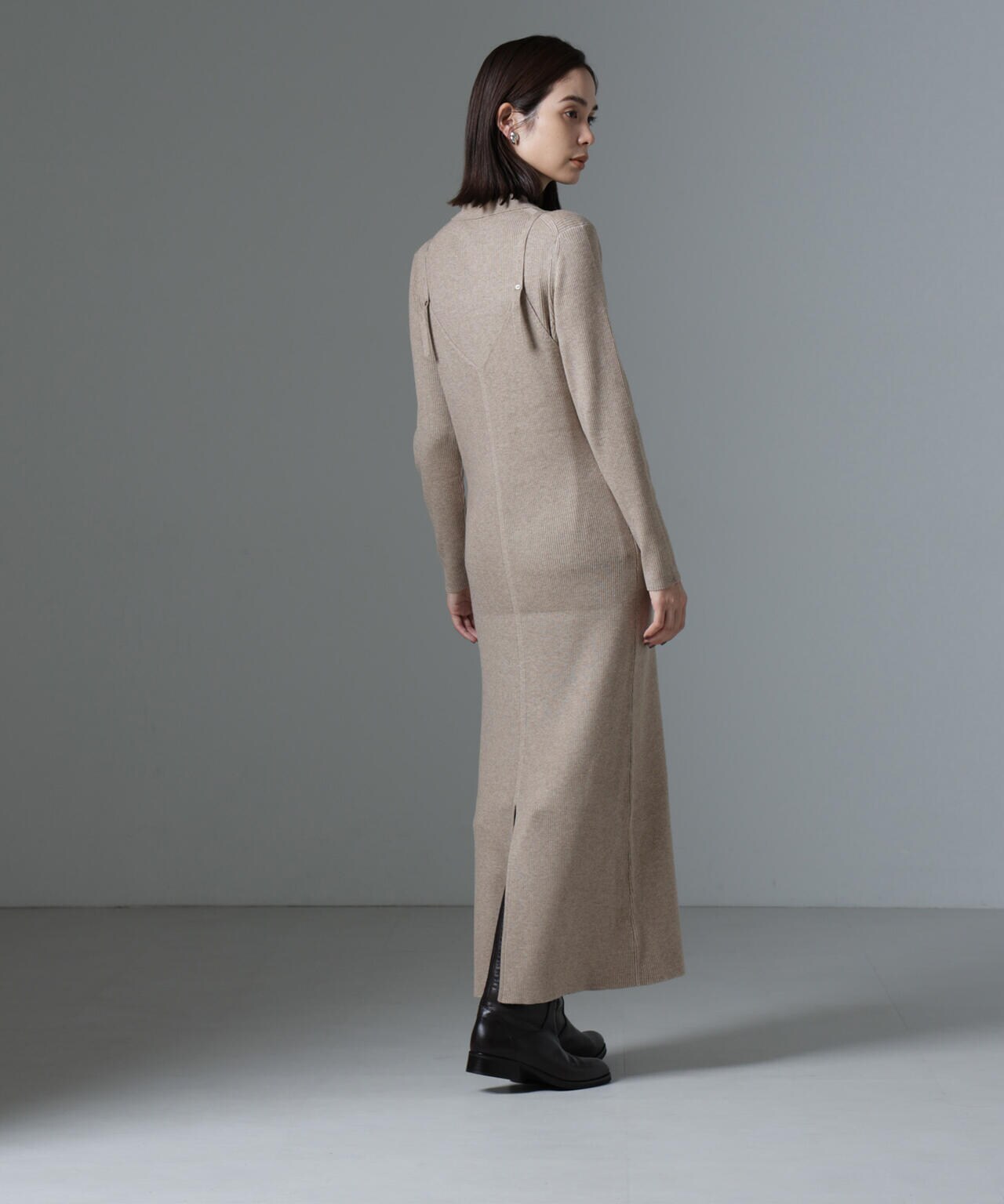 ニットキャミワンピース+ニットポロカーディガンSET 6694219340