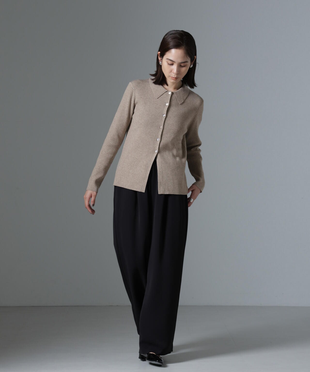 ニットキャミワンピース+ニットポロカーディガンSET 6694219340