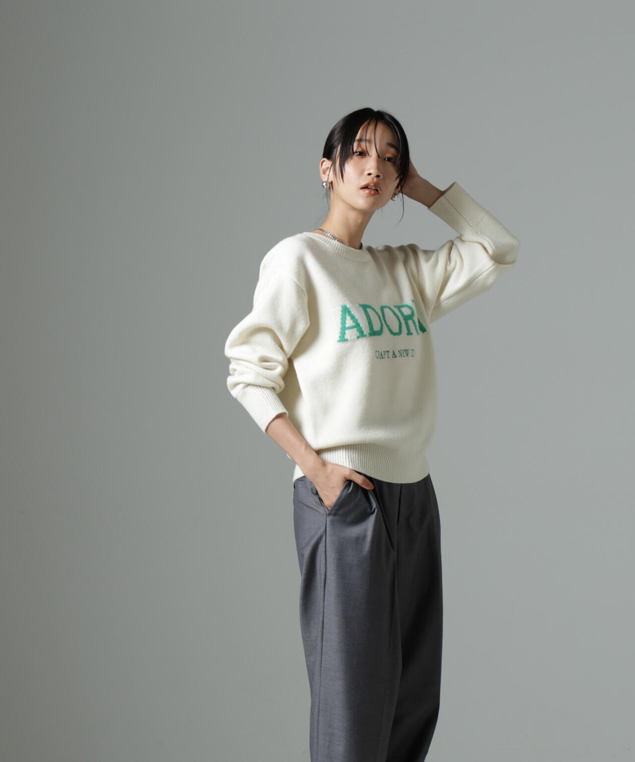 nagisa ネットプルオーバー 片畔 ラメ ショート ニット プルオーバー