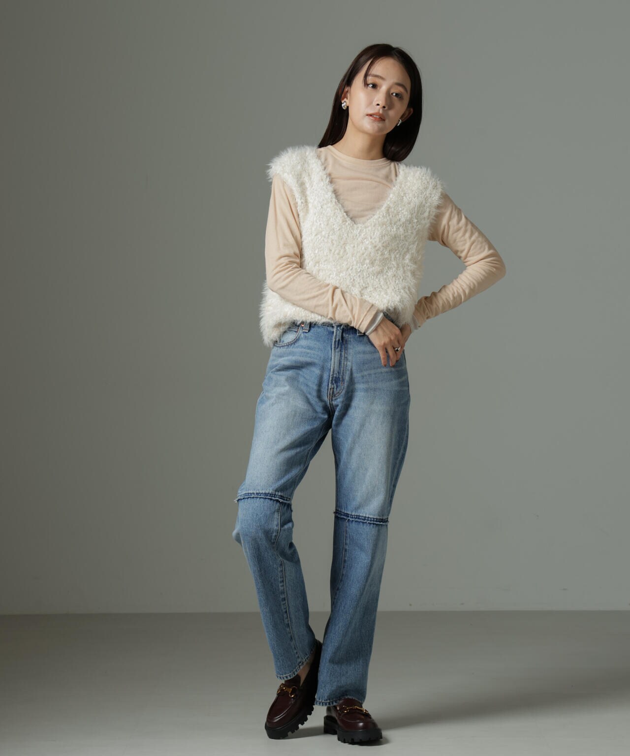 豪華で新しい ファンシー シャギー ニット ベスト トップス