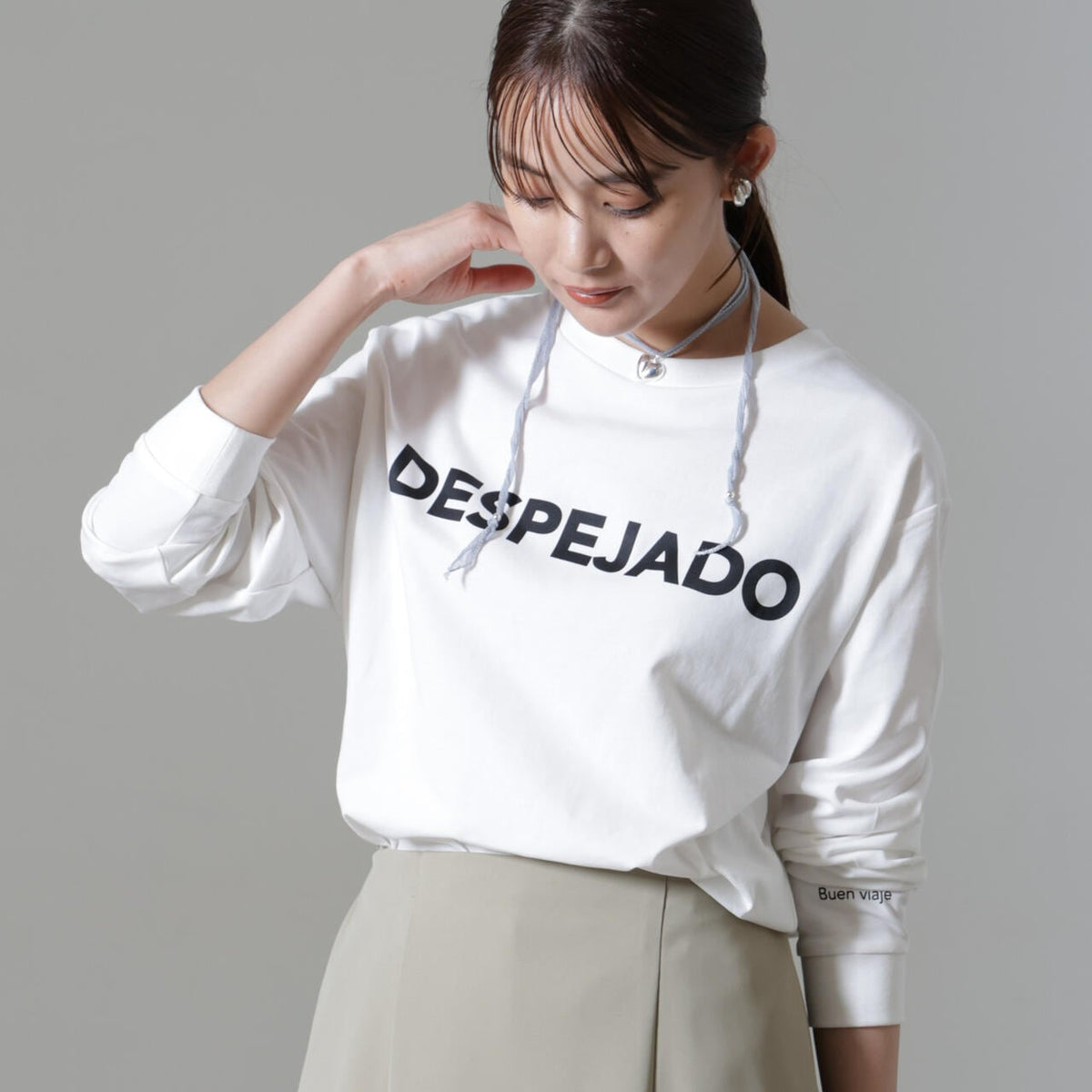 DIANTE グリッターメッセージ ロングスリーブTシャツ Peace begins with a smile ロングスリーブ Tシャツ (1.6