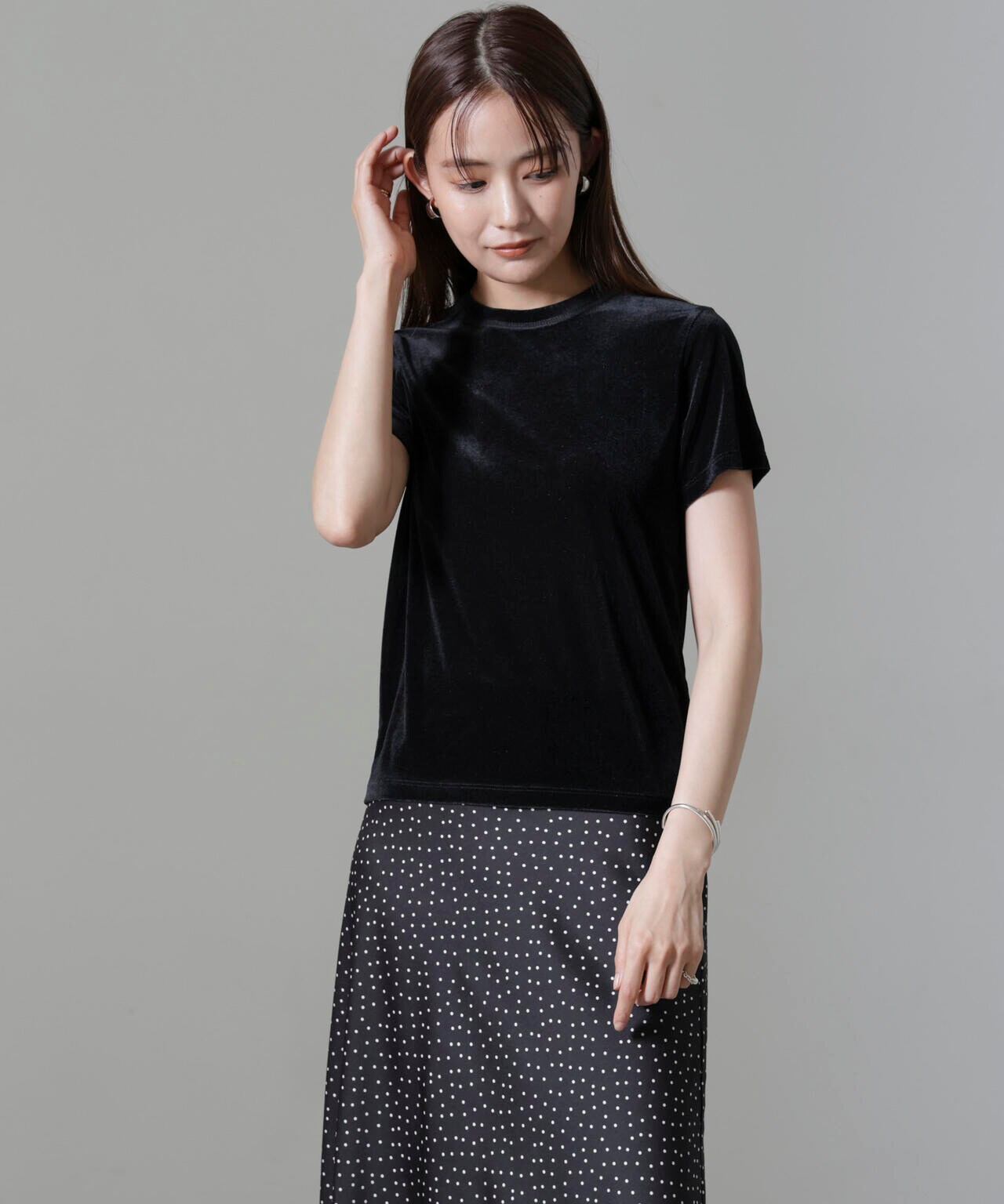 シアー ベロア コンパクト Tシャツ washable