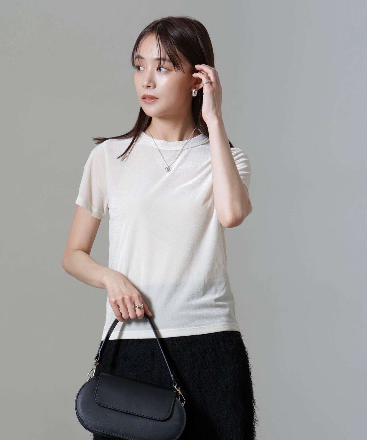 シアー ベロア コンパクト Tシャツ washable
