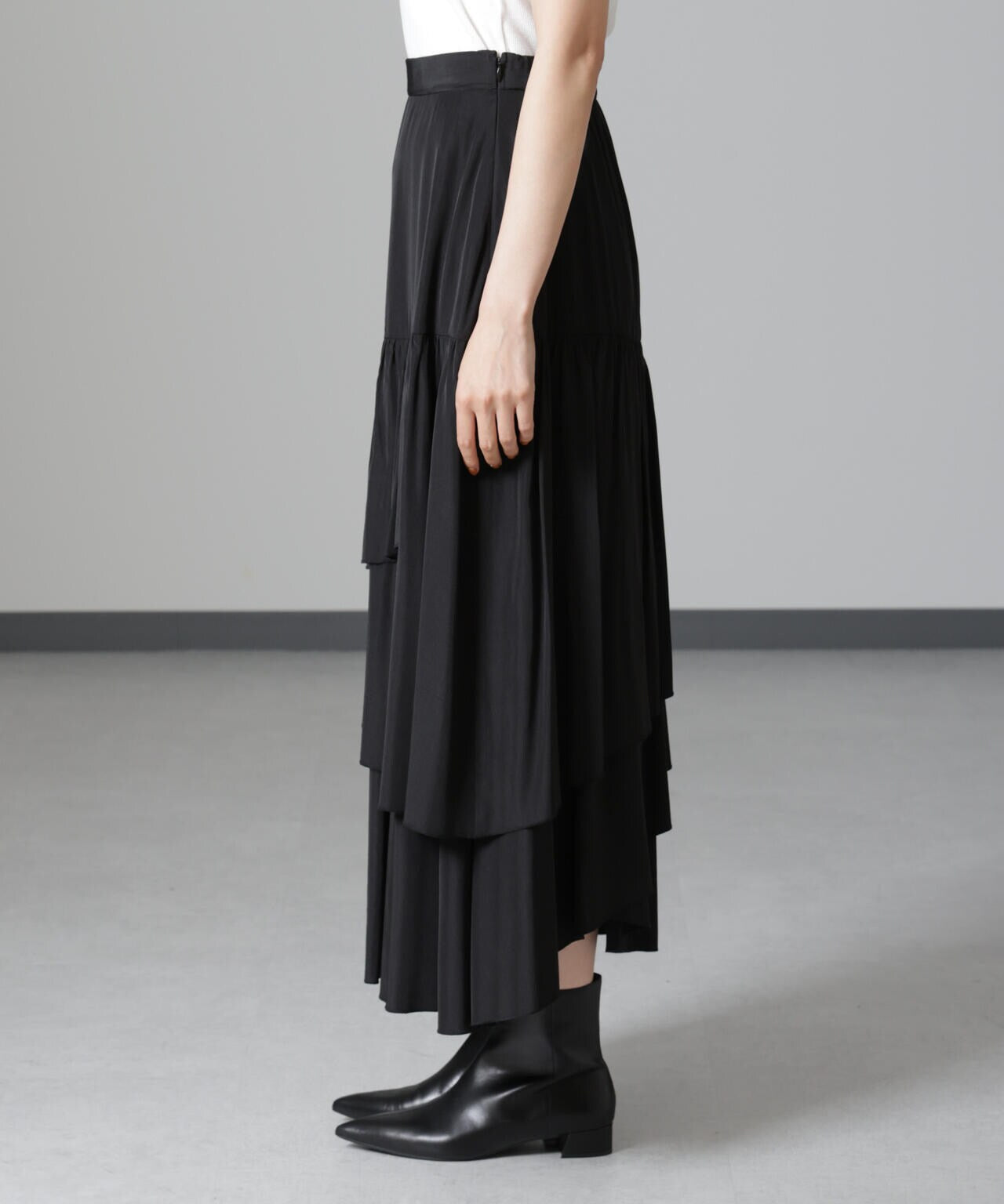 オーバー ラップ ティアード スカート