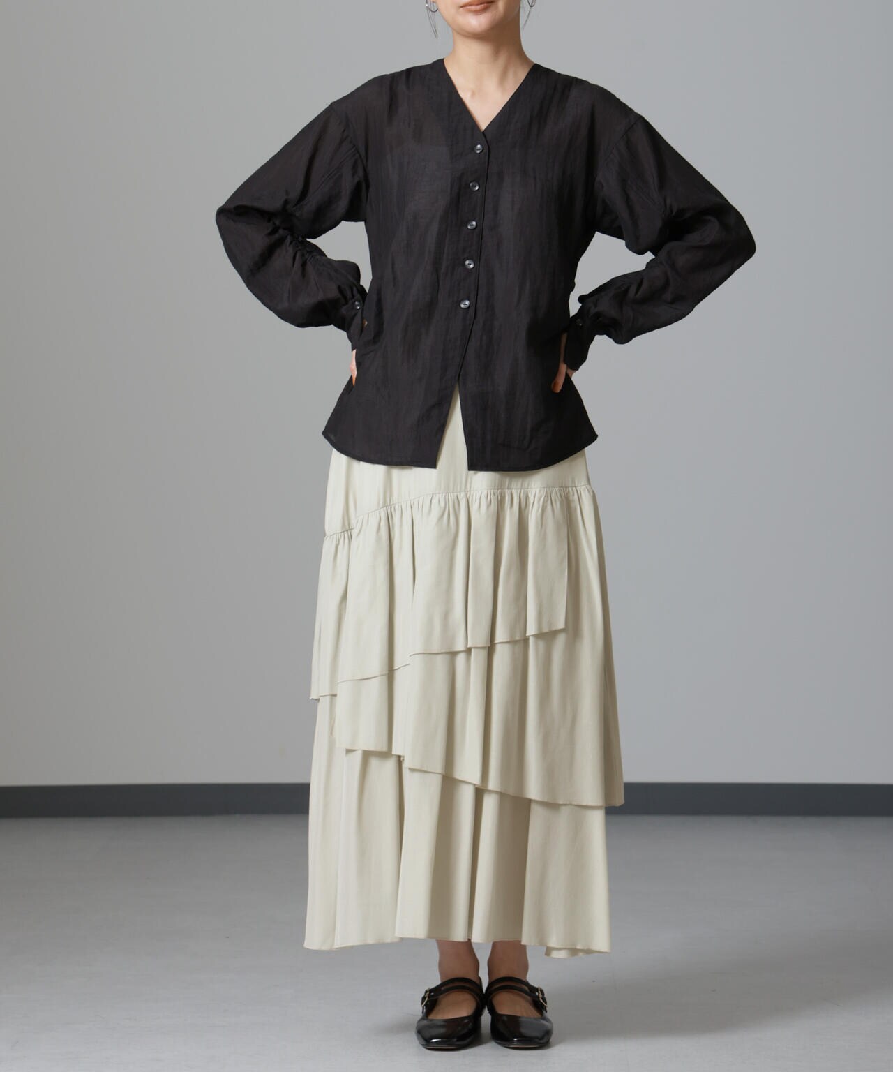 オーバー ラップ ティアード スカート