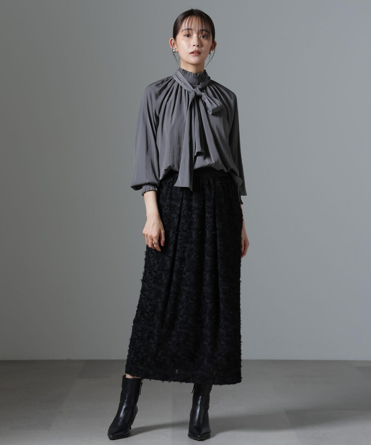 BARNEYS NEW YORK ウォッシャブル プリントギャザースカート
