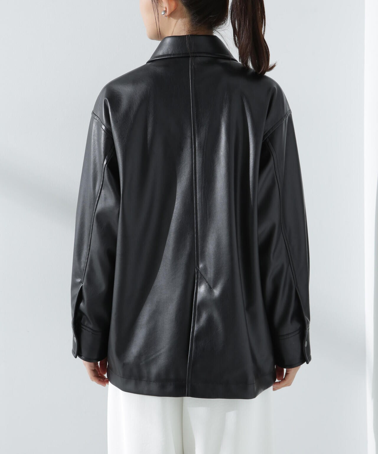フェイクレザー シャツ ジャケット