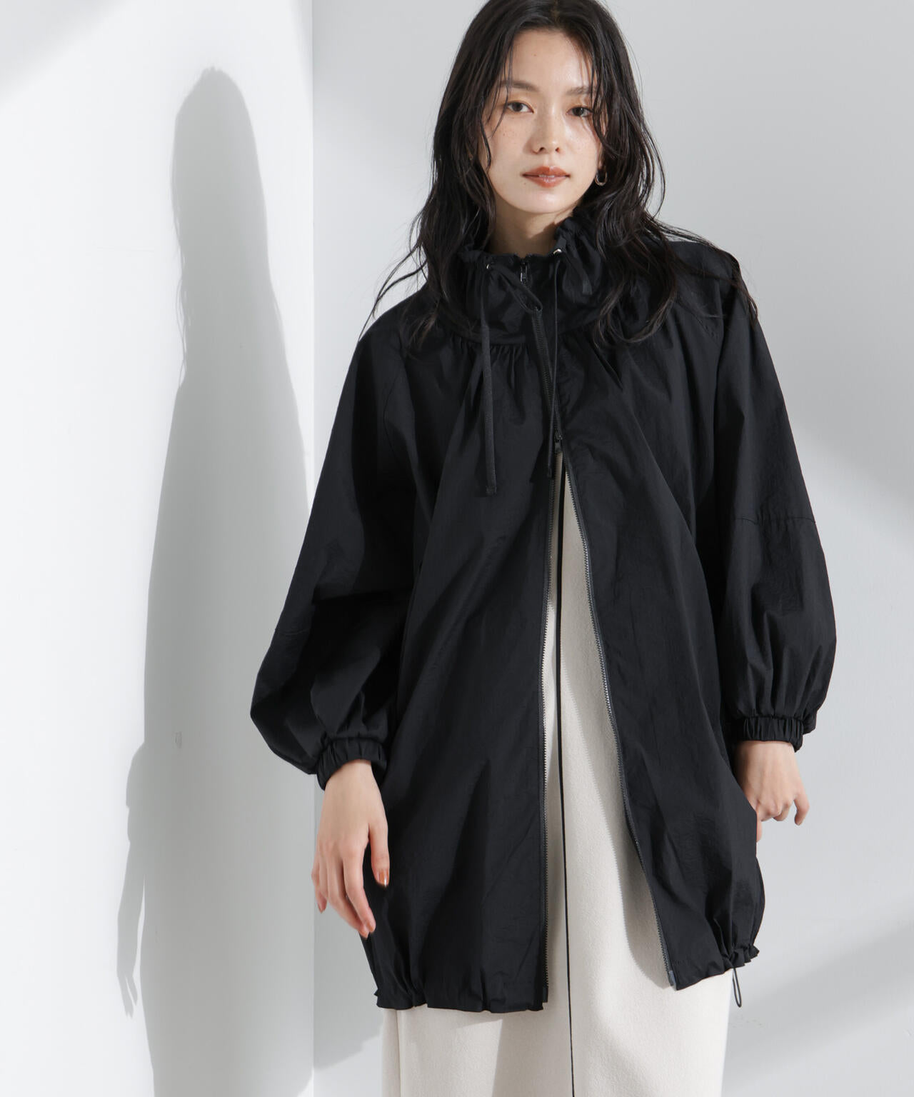 WANSIE DRAWCORD LIGHT MODS COAT BLACK ジャケット・アウター