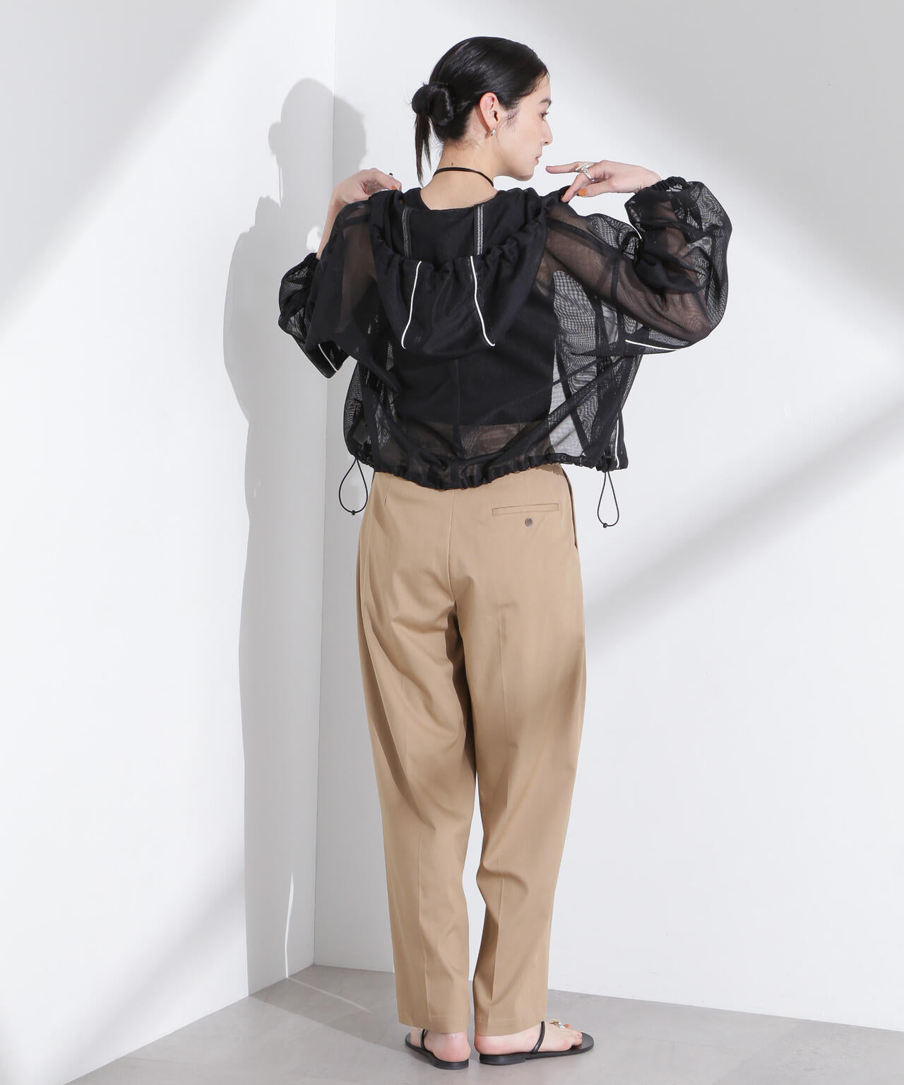 配色パイピングメッシュブルゾン 6695112305