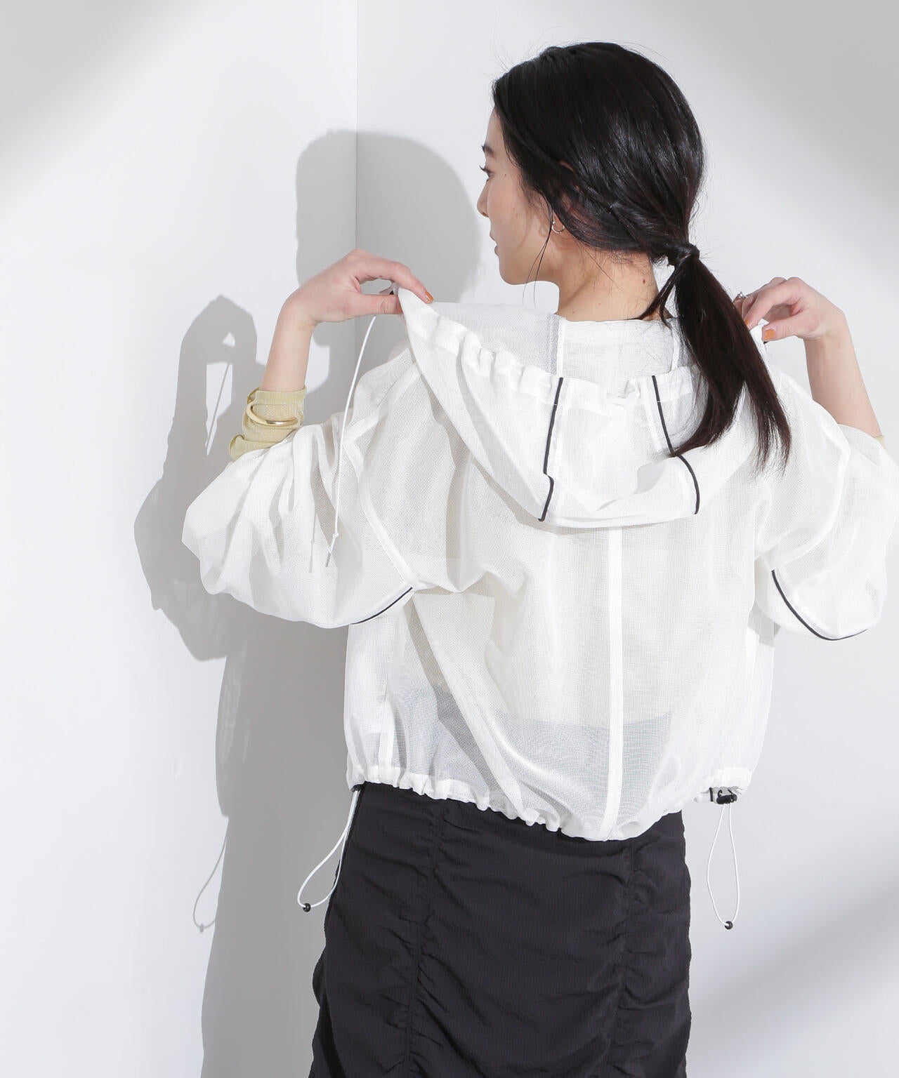 配色パイピングメッシュブルゾン 6695112305