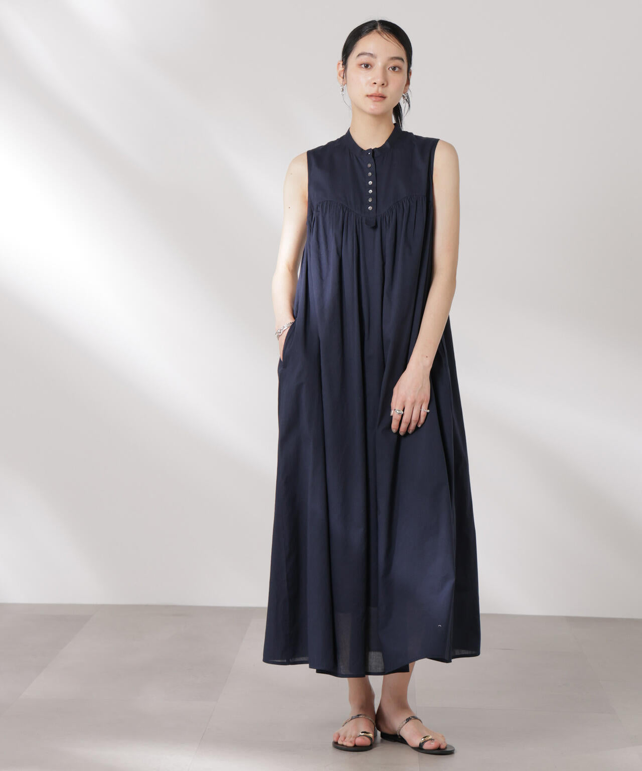 made in india コットン ノースリーブ ワンピース