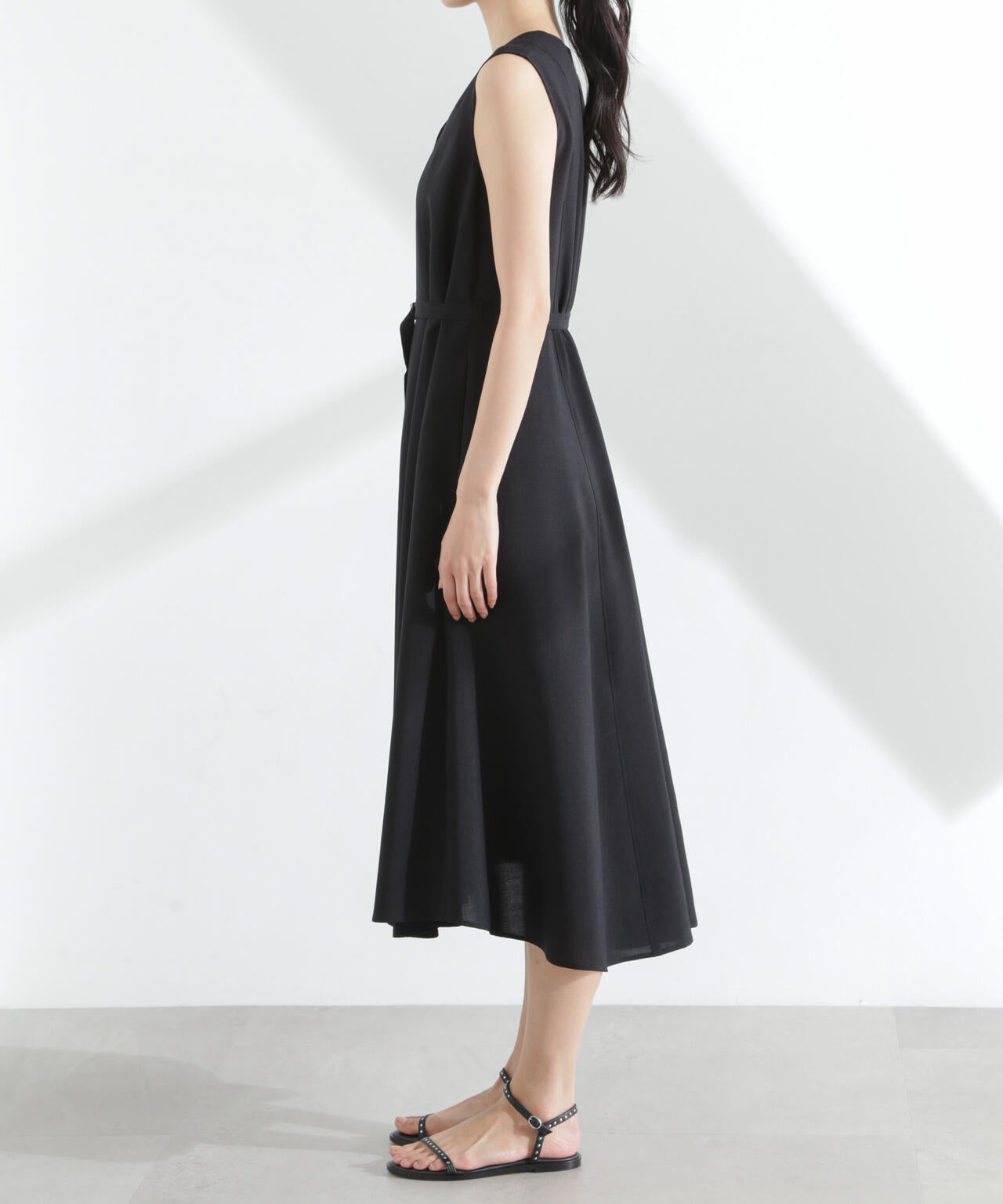ワンピース Rena メランジドライ ベルト付き Vネック ワンピース