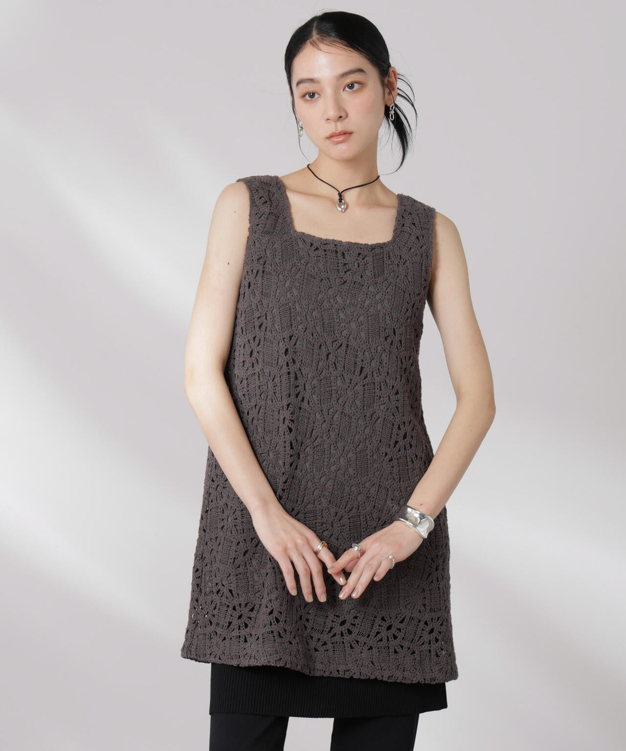 コットンコード レース ミニワンピース ( セットアップ 可)