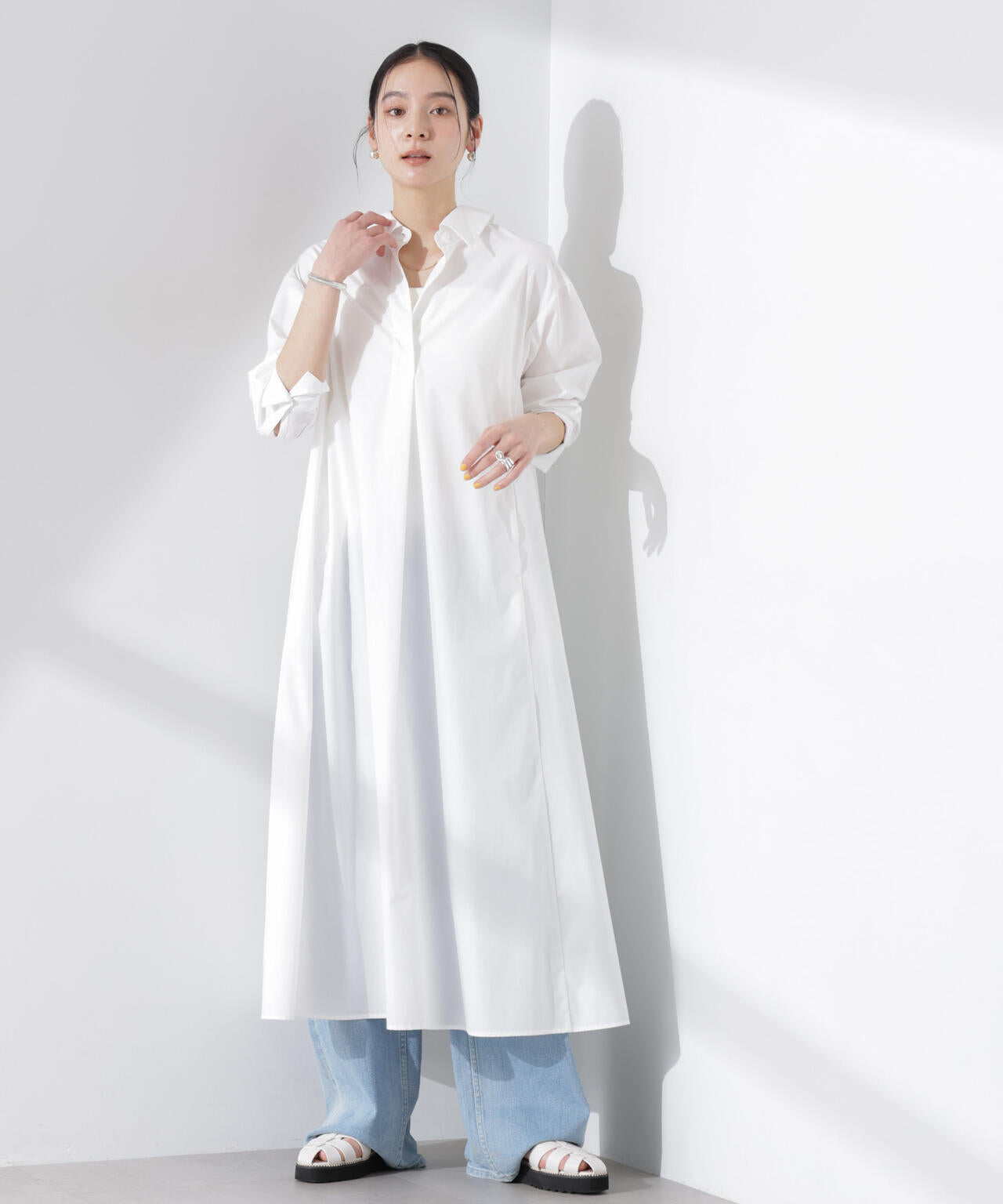 ニュアンスカラー フレアシャツ ワンピース