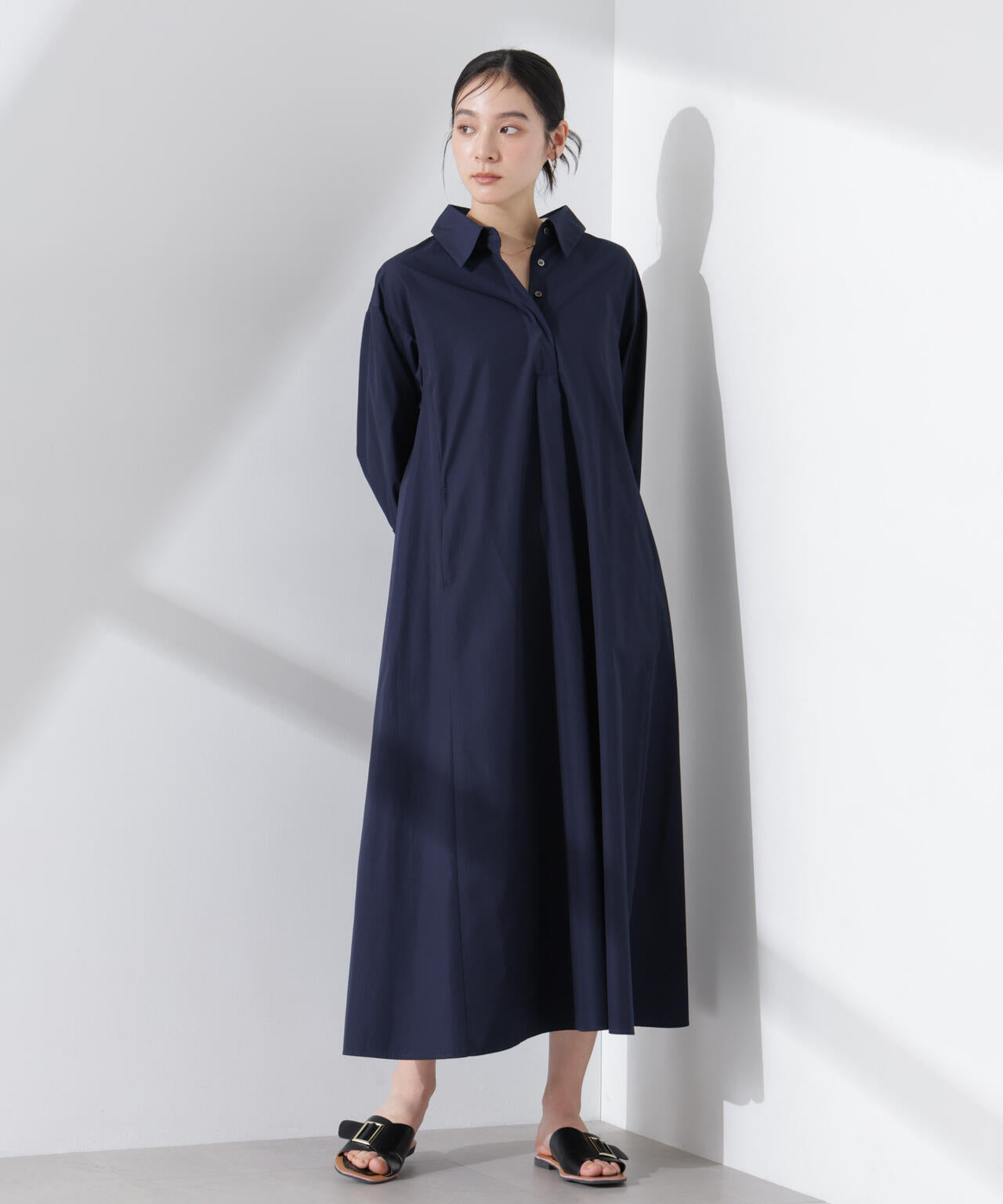 ニュアンスカラー フレアシャツ ワンピース