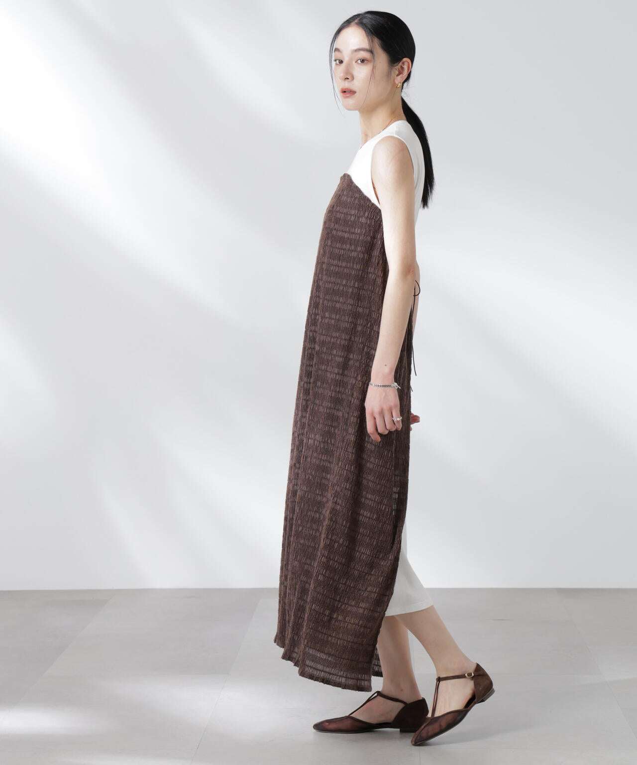 シャーリングベアドッキングカットワンピース 6695119324