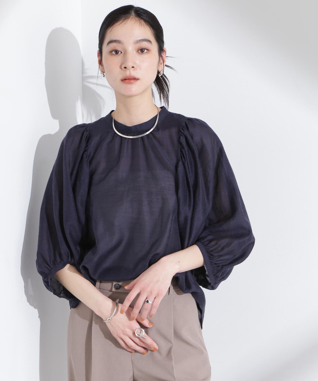 【225】新品　アナイ　リネンボリュームスリーブジャケット　濃紺　34　B ジャケット|アウター|商品一覧｜ANAYI OFFICIAL ONLINE STORE