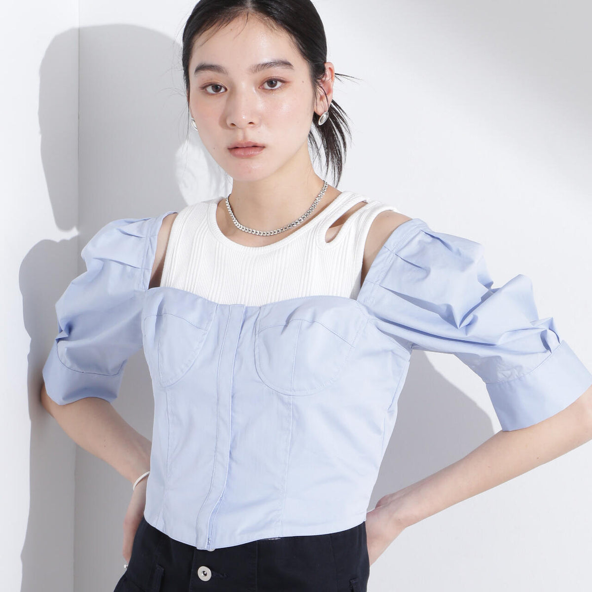 JOSE MOON ブラウス シャツ TAFTA FRILL BUSTIER/タフタフリル