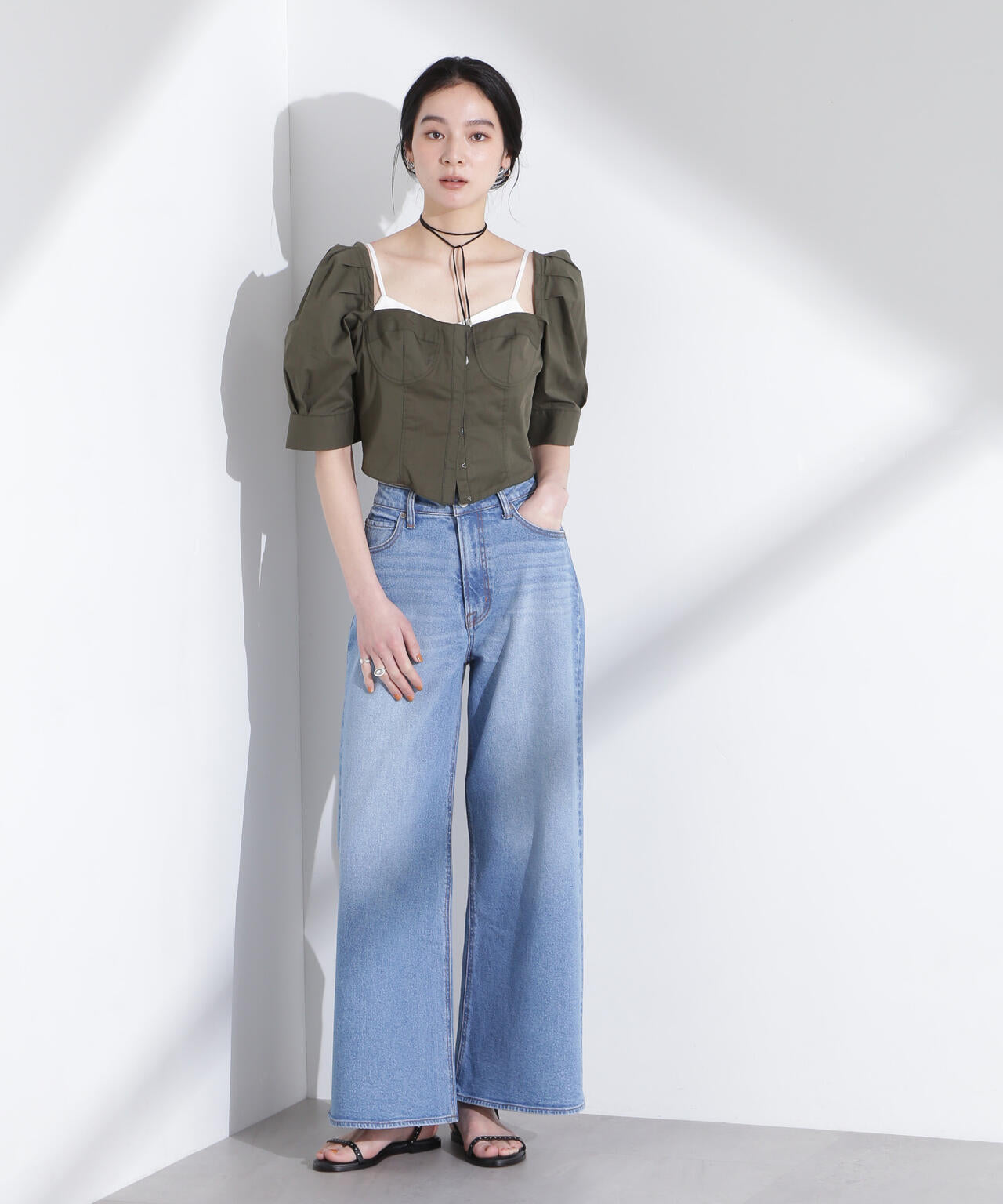 パフスリーブビスチェトップス パフスリーブ ビスチェ トップス