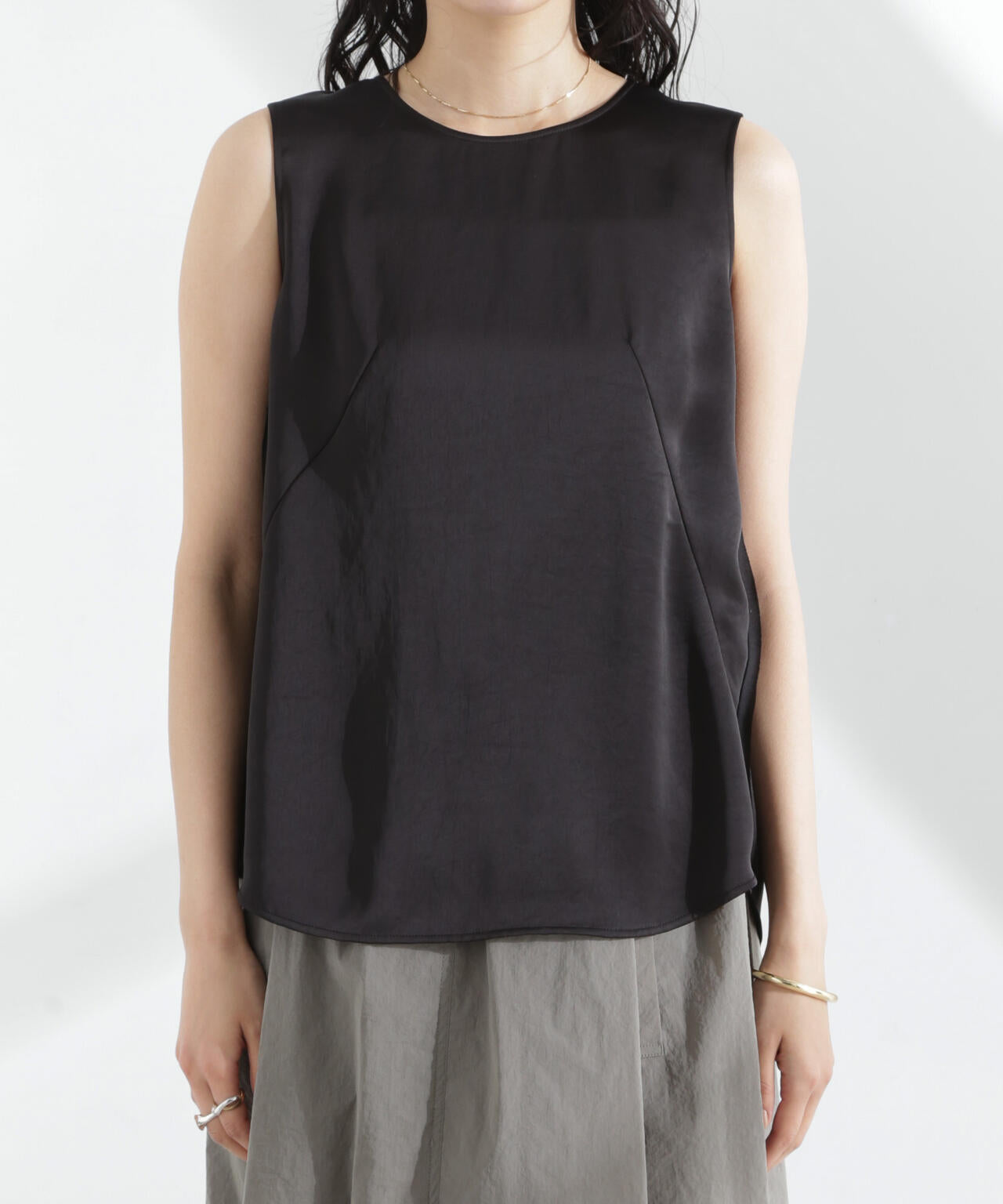 ダブルサテンノースリーブトップス 6695121312