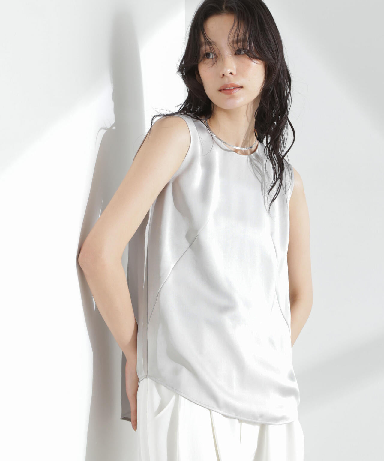 ダブルサテンノースリーブトップス 6695121312