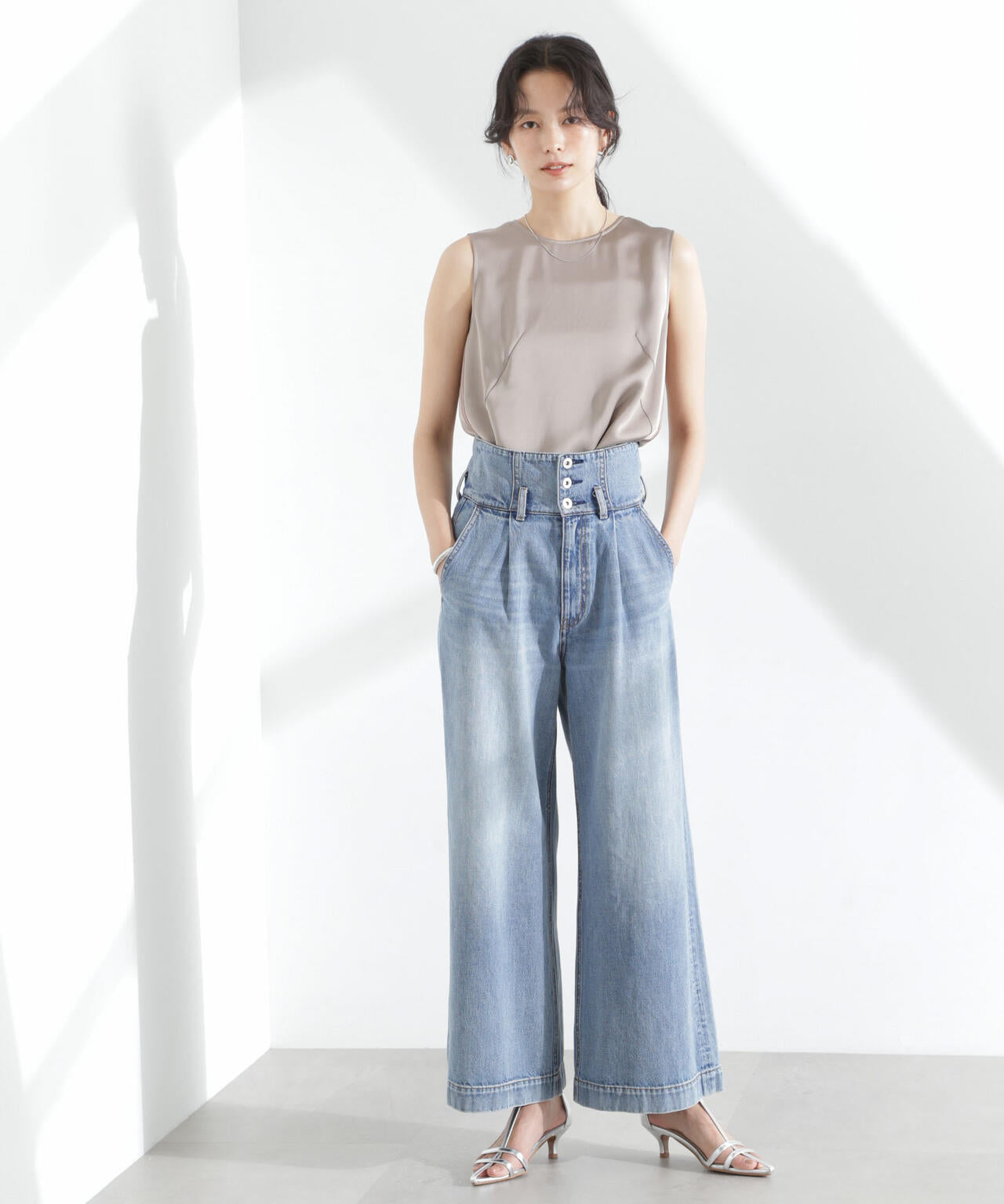 ダブルサテンノースリーブトップス 6695121312