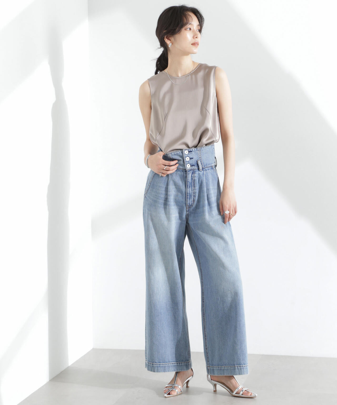 ダブルサテンノースリーブトップス 6695121312