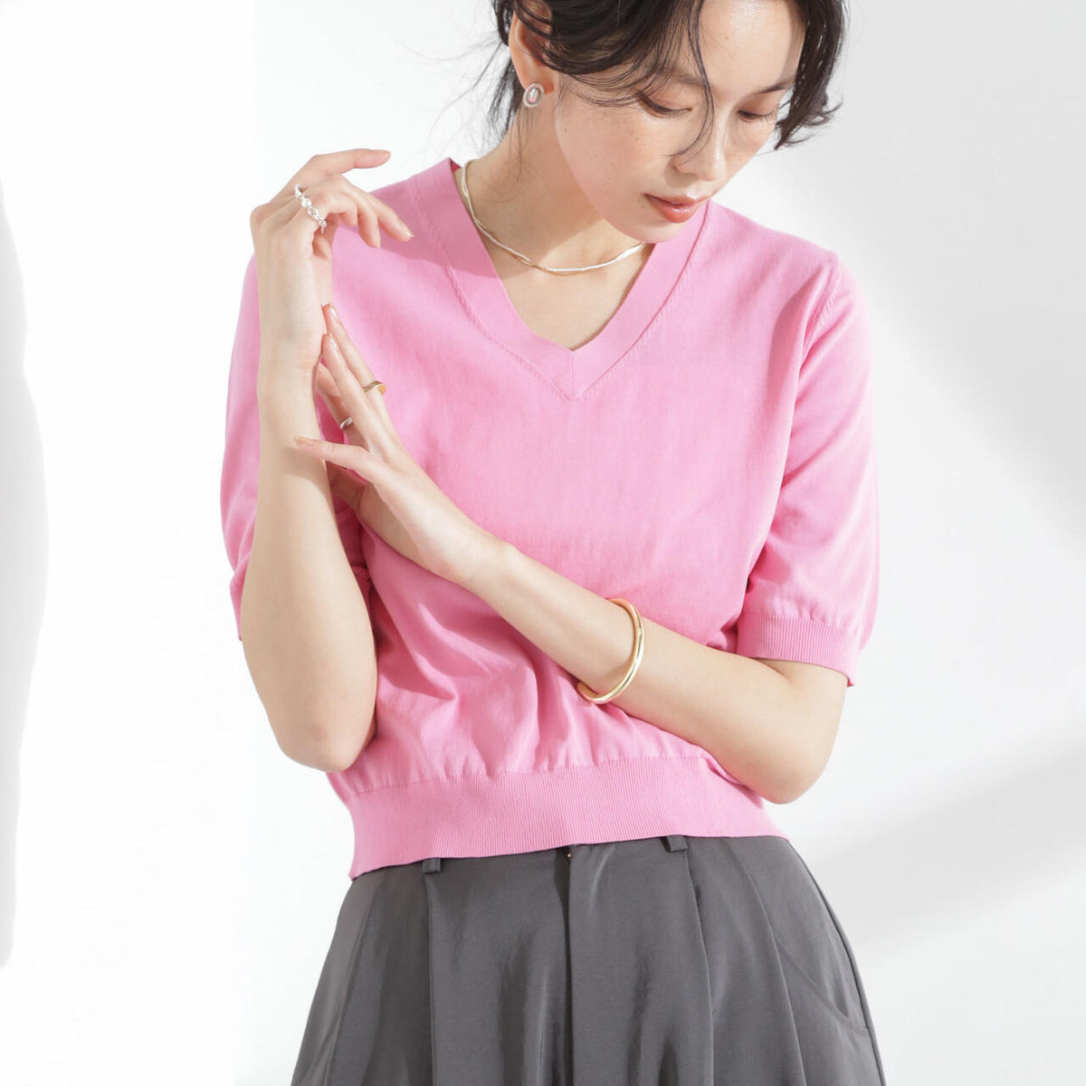 美品 ZADIG & VOLTAIRE Vネックニット グラデーション ピンク