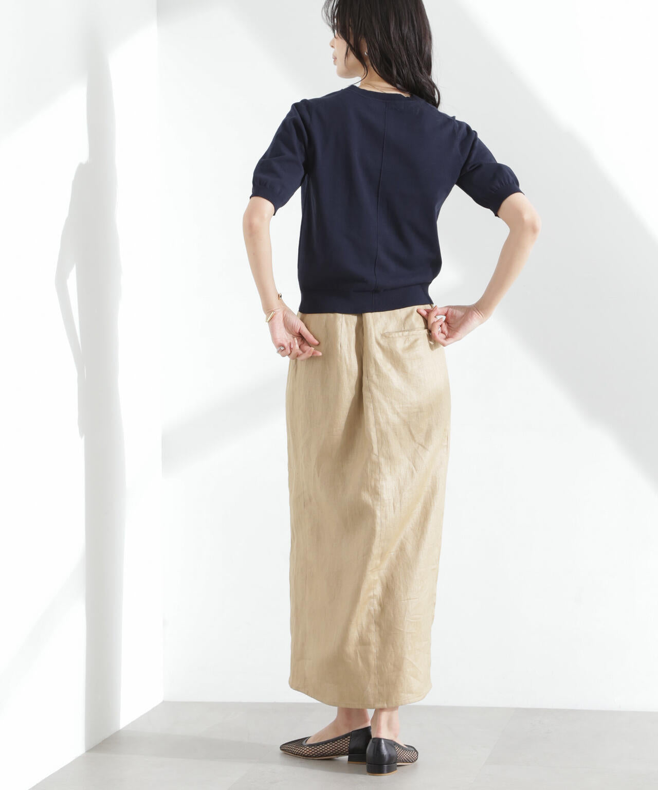 TEKNICO GIZAコットンVネックコンパクトニット 6695122313