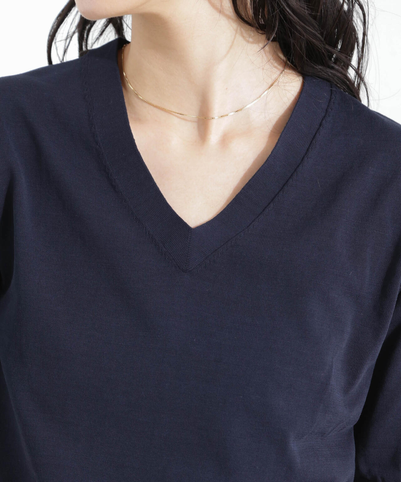 TEKNICO GIZAコットンVネックコンパクトニット 6695122313