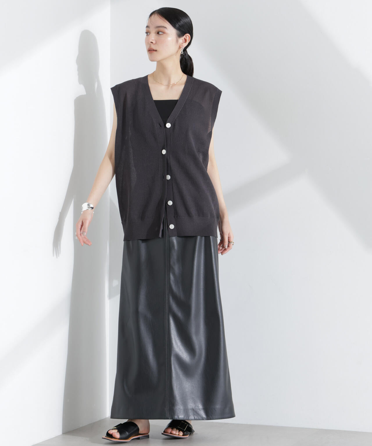 【NEW限定品】 シアー ミラノリブ ベスト ニット 日焼け止め