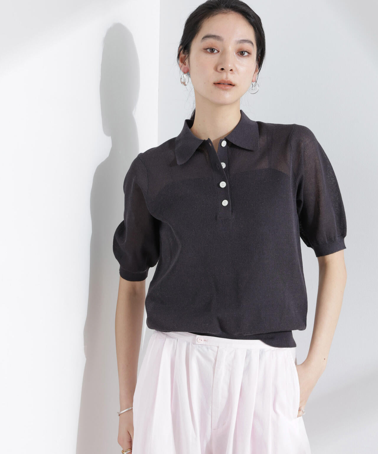 シアーミラノリブニットポロ 6695122316