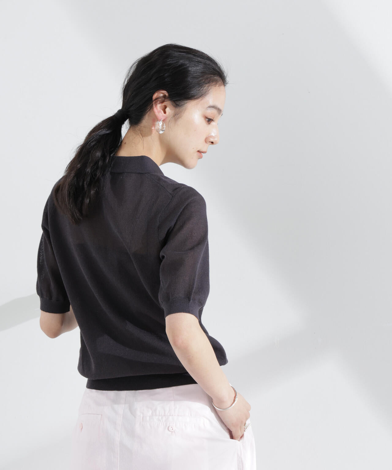 シアーミラノリブニットポロ 6695122316