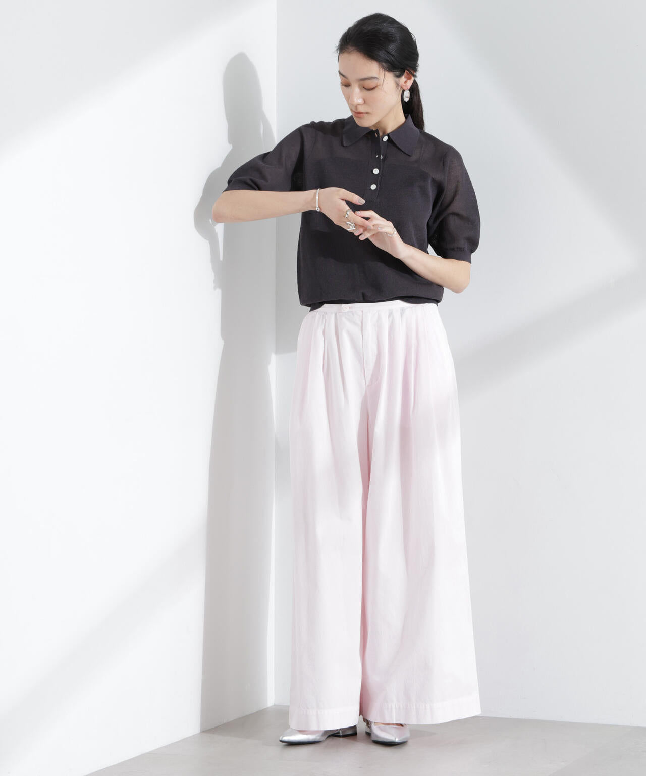 シアーミラノリブニットポロ 6695122316