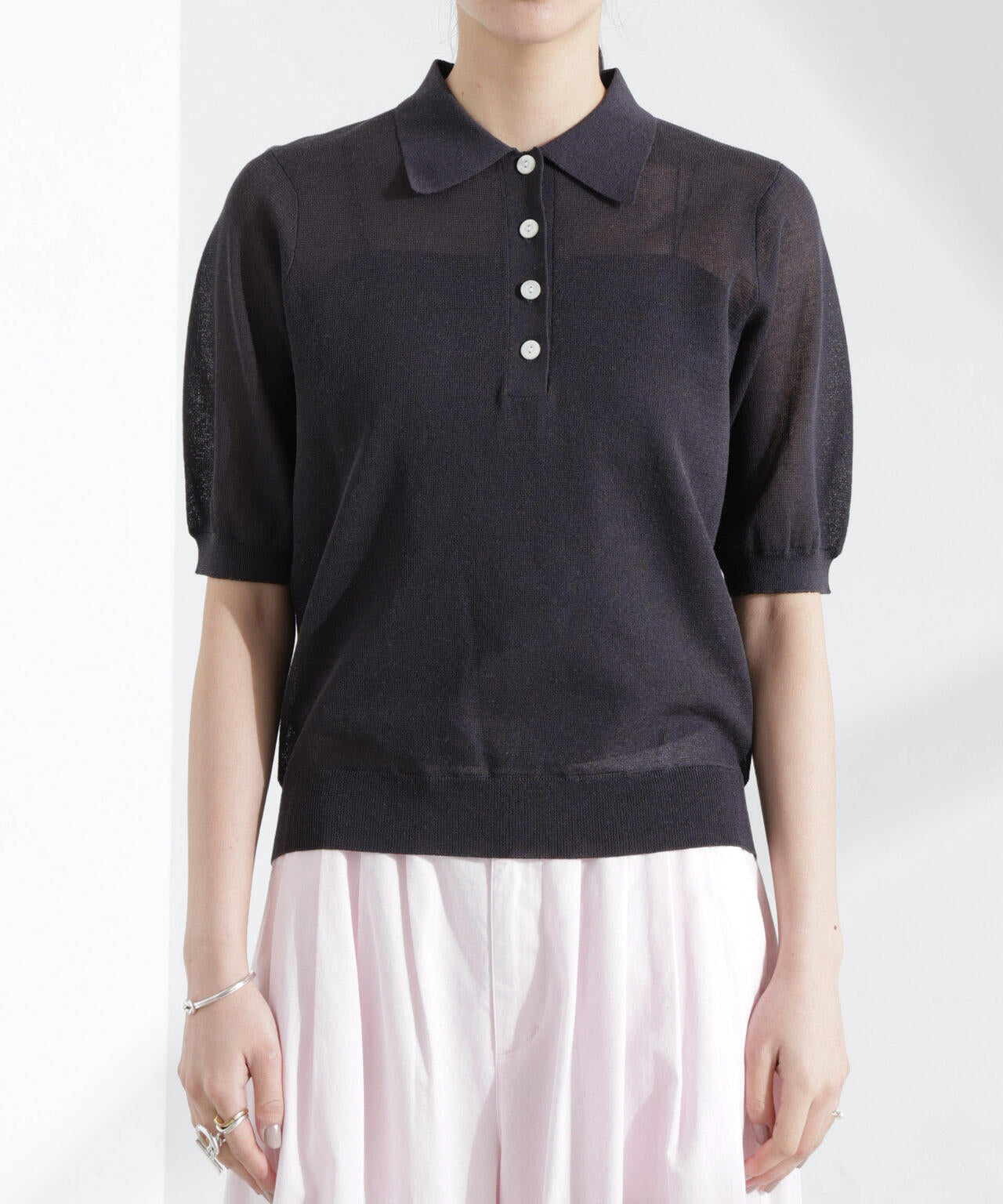 シアーミラノリブニットポロ 6695122316
