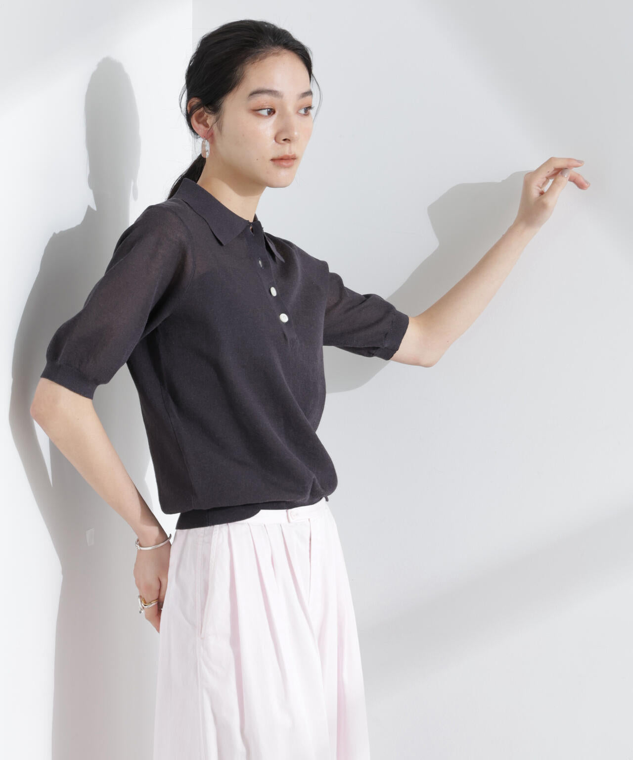 シアーミラノリブニットポロ 6695122316