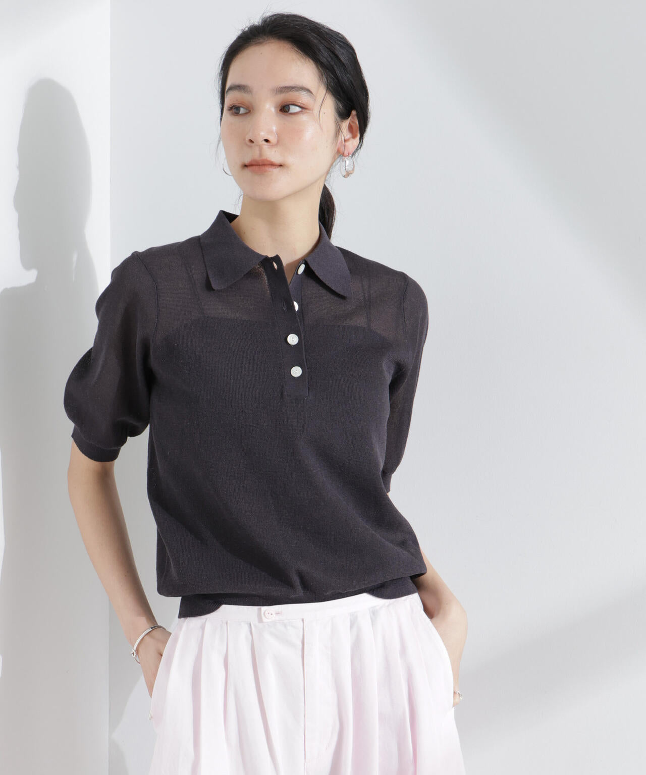 シアーミラノリブニットポロ 6695122316